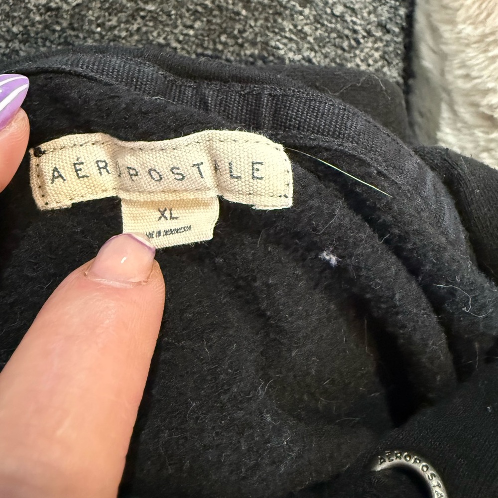 Aeropostale Black Hoodie with Pink Floral Accents - Picture 3 of 3